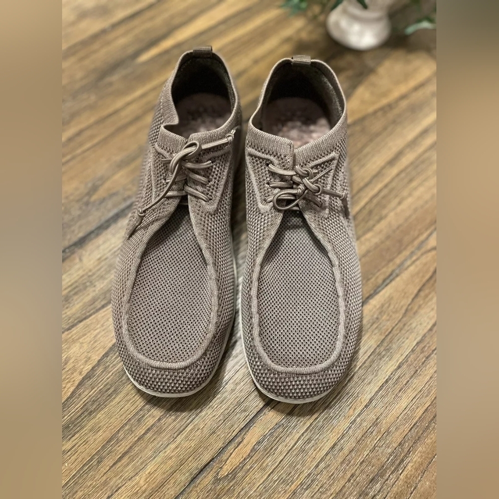 ITAZERO Men’s Khaki Tan Casual Lace Up Shoe with Arch Support Insoles Size 14